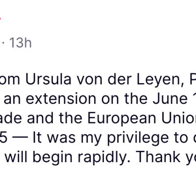 Trump amână taxele vamale pentru UE, bursele fac raliu
